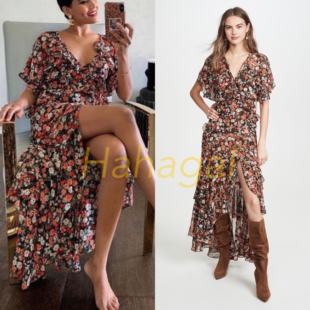 MISA Los Angeles Katarina Asymmetric Midi Dress